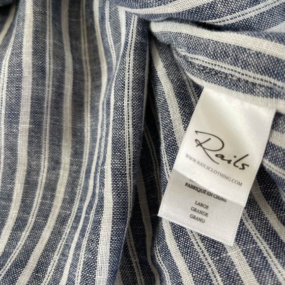 Rails Jasmine Dress Linen Blend Blue & White Stripe Size Large NEW - Picture 10 of 14